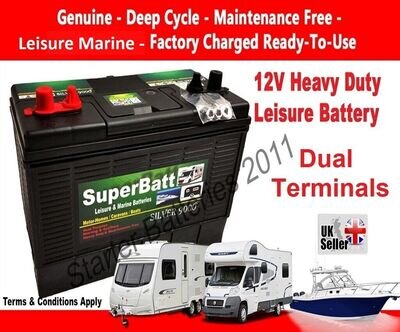 12V 120AH Leisure Battery SuperBatt DT120 for Motorhome / Caravan / Campervan