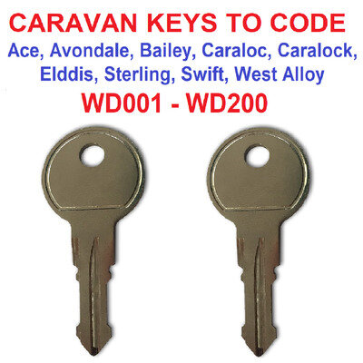 2 x Caravan Keys Cut to Code WD001 TO WD200 AVONDALE BAILEY ELDDIS SWIFT