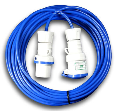 5 Metre Blue Caravan Hook Up / Extension Cable 1.5mm 16A Blue Plug & Socket