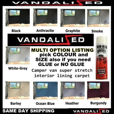 VAN CARPET 4 WAY STRETCH LINING CAMPER VW T5 T6 MOTOR HOME TRIM HOLD 9 Colours