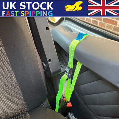 2 Sets Motorhome Cab Security Door Straps-Locks Doors Using The Seatbelt Anchor