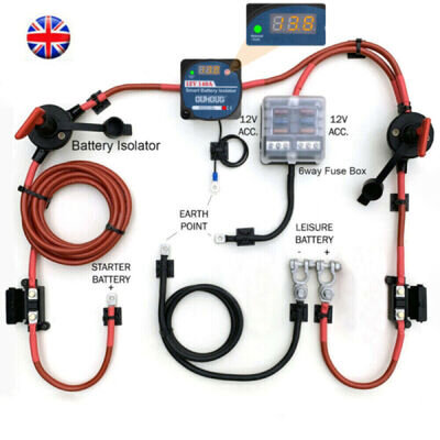 NEW Split Charge Relay Kit Starter Battery Charger to Leisure Battery For Camper