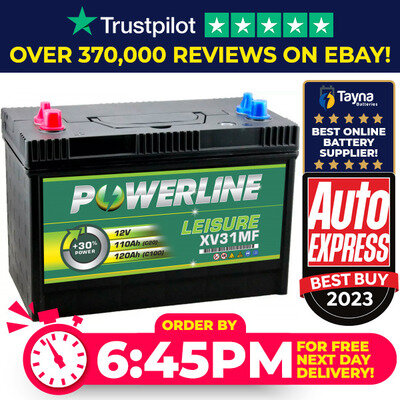 110Ah POWERLINE TWIN POST 12V XV31MF LEISURE BATTERY MOTORHOME/CARAVAN/BOATS