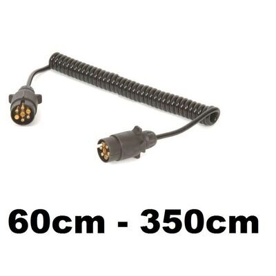 3.5m Trailer Coil Extension Curly Cable Lead 2 x 7 Pin 12n Plugs extends to 3.5M