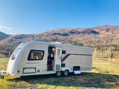 Swift Conqueror 645 Lux 4 Berth Twin Axle , fixed island bed Touring Caravan