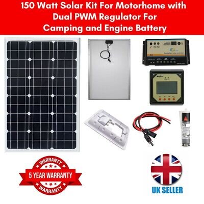 150Watt Solar Kit with Dual PWM regulator for motorhome or camper van - WHITE