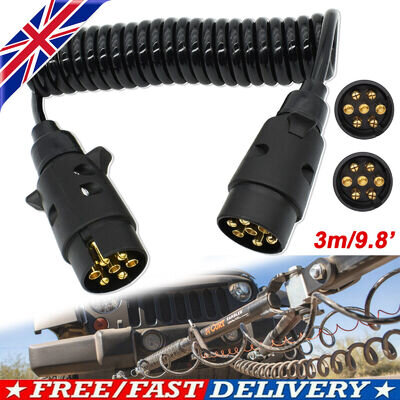 Trailer Truck Light Board Extension Cable Lead Plug Socket Towing Wire 3M 7 Pin