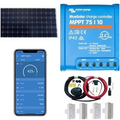 115 Watt Campervan 12V Solar Panel Kit, Bluetooth Victron 10 Amp MPPT Charger
