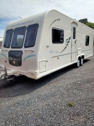 Bailey Olympus 624 2010 four berth twin axle touring caravan fixed bed layout