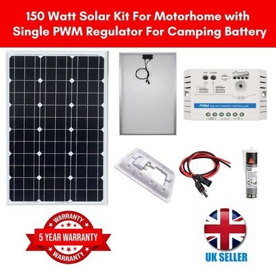 150Watt Solar Kit with Single PWM regulator for motorhome or camper van - WHITE