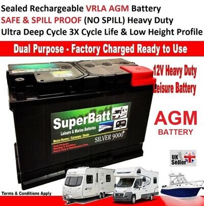 AGM Deep Cycle Leisure Battery 12V 110AH AGM110L Caravan Motorhome Marine Boat