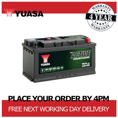 12V Leisure and Marine Battery, Yuasa L36-100, 100Ah 900CCA for Camper, Boat