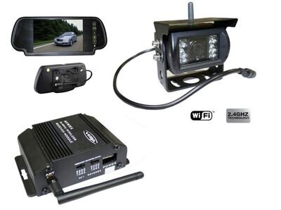 MOTORHOME WIRELESS 2.4GHZ REARVIEW COLOUR REVERSING CAMERA SYSTEM MIRROR MONITOR