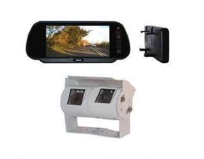 MOTORHOME VAN COLOUR MIRROR MONITOR TWIN REVERSING REVERSE CAMERA KIT + 15 LOOM