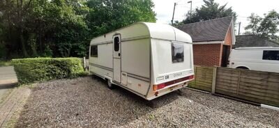 2 berth caravan end washroom with awning