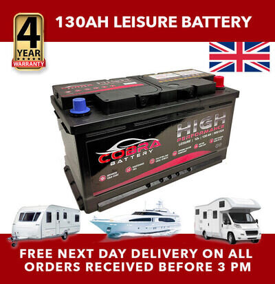 12v 130ah Leisure Battery High Power Deep Cycle 4yr Warranty Caravan Campervan