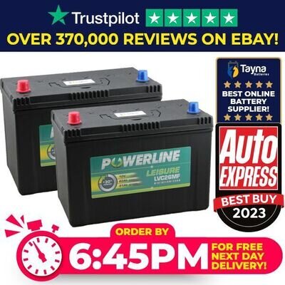 2 (Pair) X Deep Cycle Battery Powerline LV26MF Leisure Caravan Marine Boat