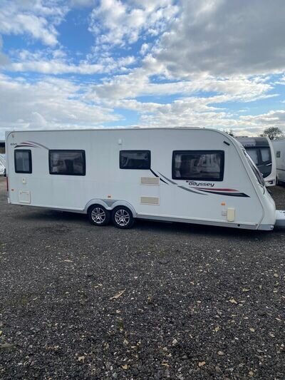 elddis odyssey 2012 4 berth 2 singles fixed beds twin axle caravan awning