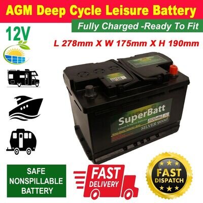 AGM Deep Cycle Leisure Battery 12V 90AH AGM90L Caravan Motorhome Marine Boat