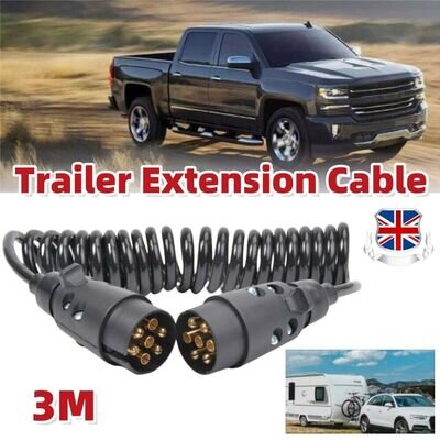 3M 7-Pin Truck Trailer Light Board Extension Lead Cable Plug Socket Towing Wire.