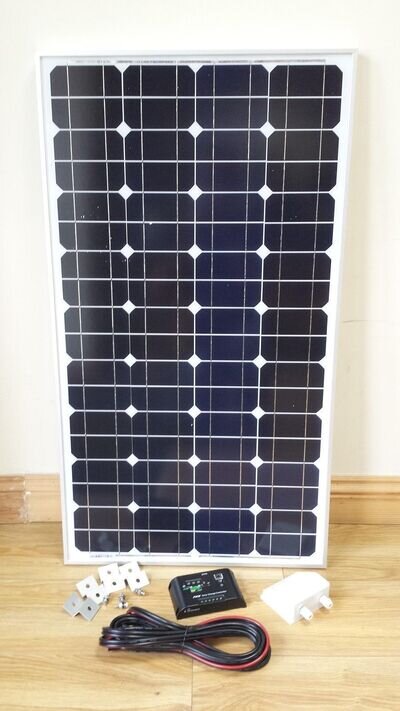 MOTORHOME CARAVAN BOAT 80W WATTS 12V SOLAR PANEL PV FULL KIT QUALITY VAT RECEIPT