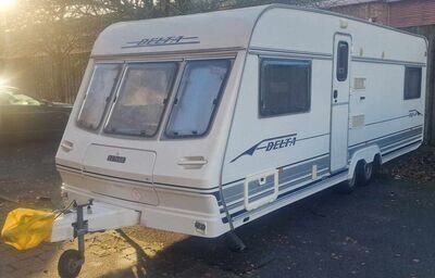 LUNAR DELTA 600-4 2000 TWIN AXLE 5 BERTH CARAVAN (Spares or Repair) Read Descr.