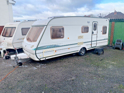 FIXED BED ABBEY GTS VOGUE 418 2003 WITH END BEDROOM AND MOTORMOVER / NEW TYRES