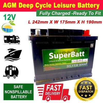 AGM Deep Cycle Leisure Battery 12V 80AH AGM80L Caravan Motorhome Marine Boat