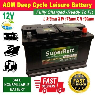 12V 100AH AGM100L AGM Deep Cycle Leisure Battery Solar Caravan Motorhome Boat