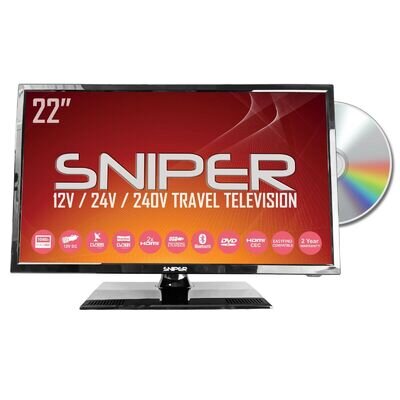 SNIPER 22″ HD LED Camping Travel TV, Sat, Freeview, DVD, BT ,12v-24v-240v