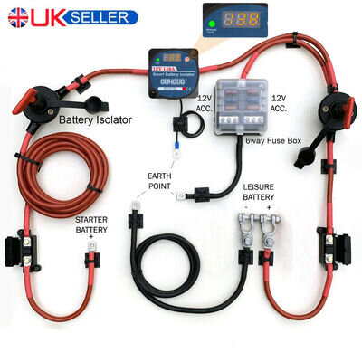Split Charge Relay Kit Starter Battery Charger to Leisure Battery For Camper Van