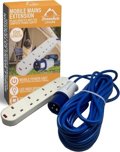 Camping Electric Hook Up Cable Extension Lead 4 Gang Cable Plug Hookup Sockets