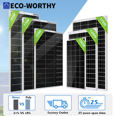 ECO-WORTHY 100W 120W 170W 200W Watt 12V Mono Solar Panel Kit Tracking Caravan RV