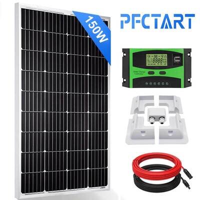 Solar Panel Kit 150W with 20A Controller 3ft Cable for Motorhome/Van Shed Boat
