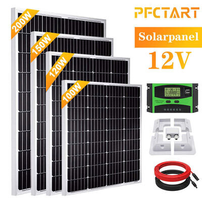100W 200W 400W 12V Solar Panel Kit with Mounting Brackets Caravan RV Camper Van