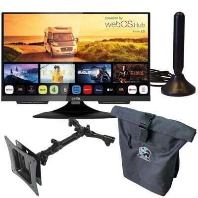 12v 19" Campervan Motorhome Smart TV with Headrest mount Aerial & Travel bag NEW