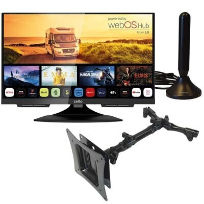 12v 19" Smart TV, Headrest mount & Aerial kit for Campervan Motorhome & Racevan