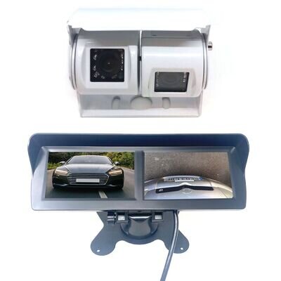 Dual Motorhome Reversing Parking Rearview Camera Inc Dual Dash Monitor Kit White