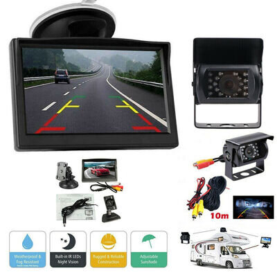 5" Car Rear View Kit Monitor HD Reversing Camera for Truck Motorhome Camper Bus