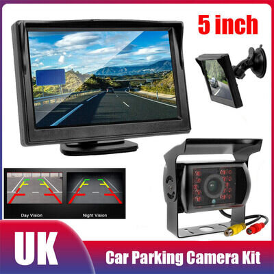 5" Car Rear View Monitor HD Reversing Camera Kit for Truck Motorhome Camper Bus