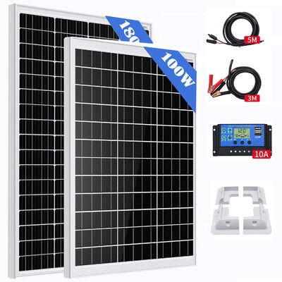 100W 180W 12V Solar Panel Kit with Mounting Brackets Caravan RV Camper Van